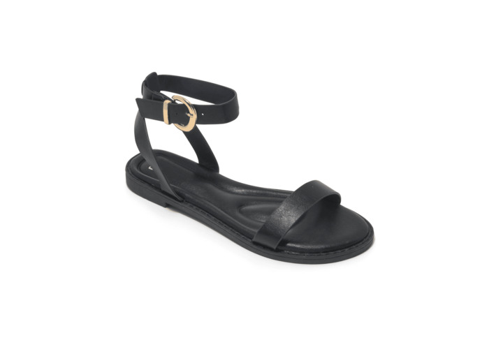 Sandale plate femme noir
