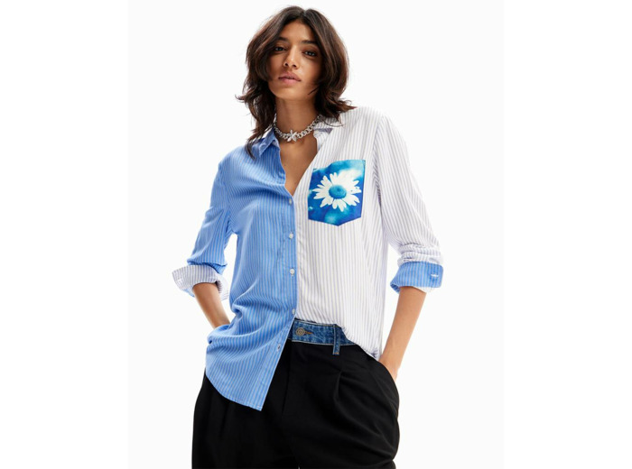 CHEMISE PATCHWORK RAYURES FLEUR