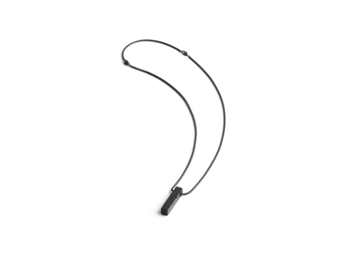 Collier Gemini Classics en acier et pierre de lave