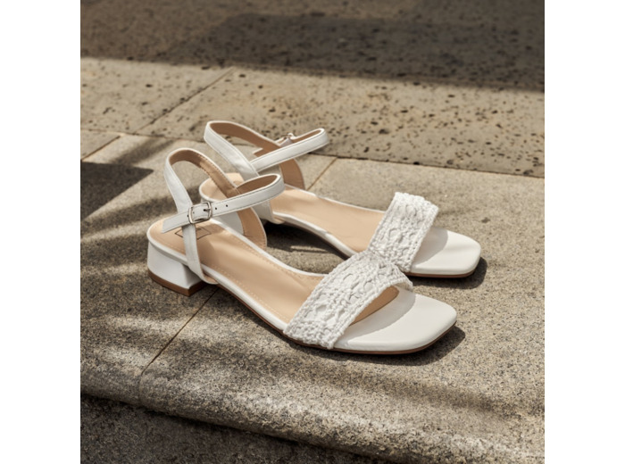 Sandale talon decrochee femme blanc