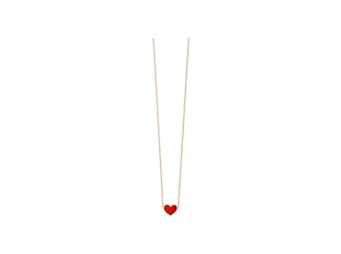 Collier Vanrycke Emoji Cœur en or rose et email