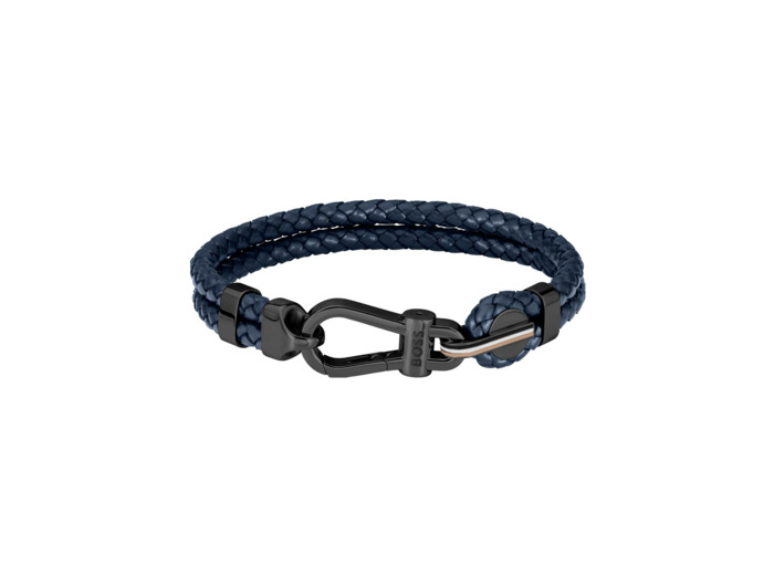Bracelet BOSS Ares Prime en cuir et acier PVD
