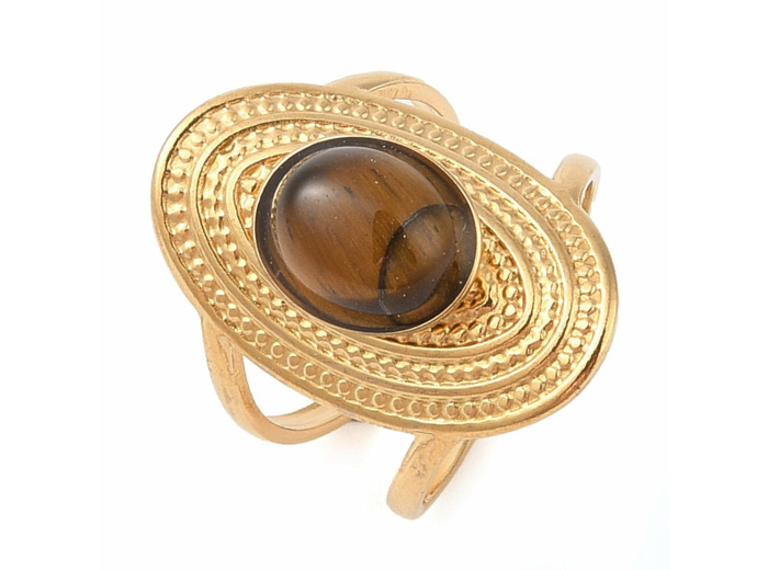 Bague plateau ovale oeil de tigre
