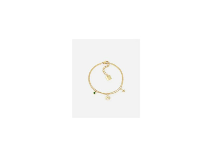 Bracelet ZAG en acier doré et zirconium coloré