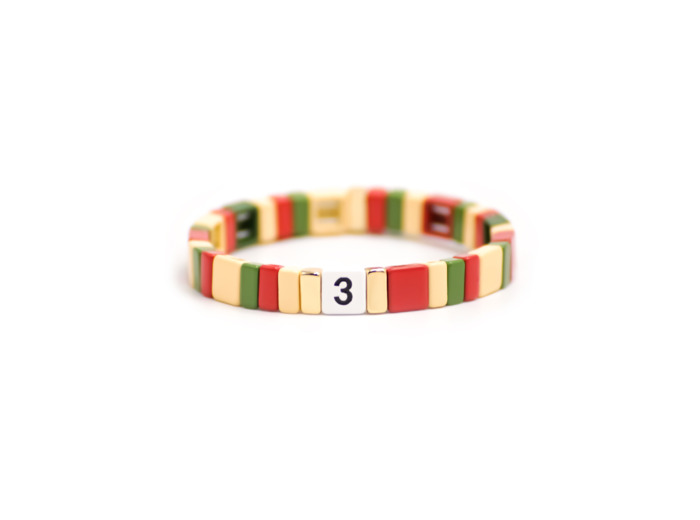 Bracelet Simone à Bordeaux 3# en métal émaillé multicolore