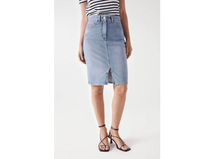 Jupe en jean Push In Secret Glamour délavage moyen