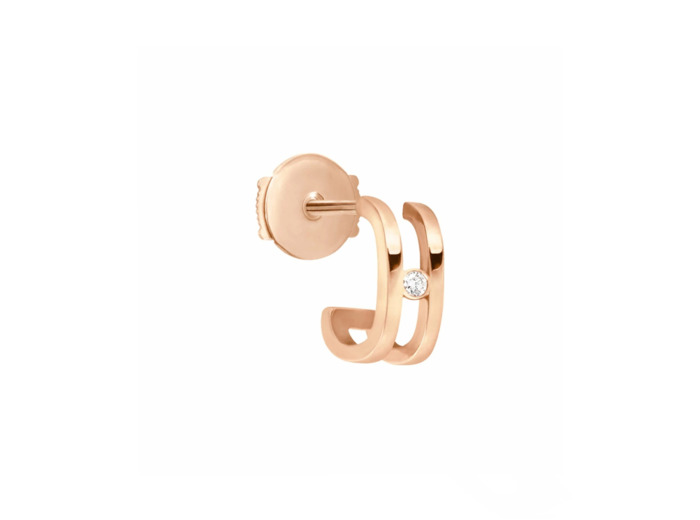 Mono boucle d'oreille gauche Vanrycke Charlie en or rose et diamant