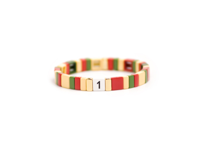 Bracelet Simone à Bordeaux 1# en métal émaillé multicolore