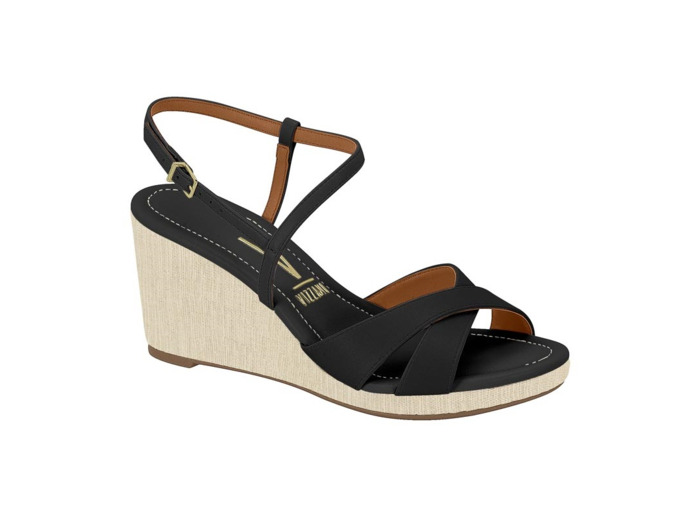 Sandale talon compensee femme noir