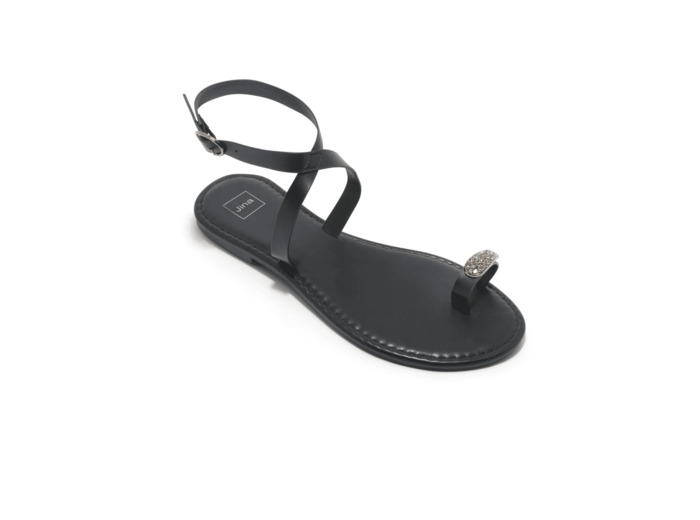 Sandale plate femme noir