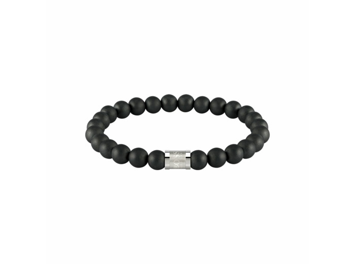 Bracelet BOSS Beads For Him en acier PVD noir et onyx, taille M