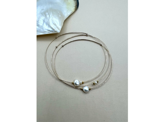 Bracelet jonc Indriya Semainier x3 en plaqué or