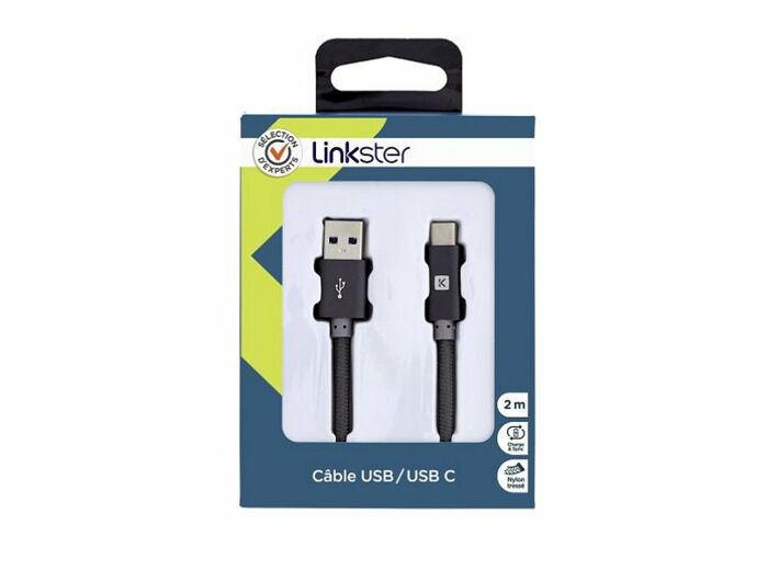 Câble USB/USB C  nylon tressé de 2 mètres