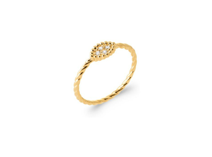 Bague en plaqué or et oxyde de zirconium