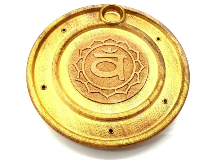 Porte-Encens Bois Rond Chakra Sacre 10cm