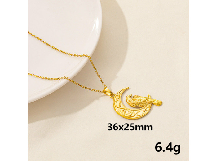 Collier good witch lune et oiseau
