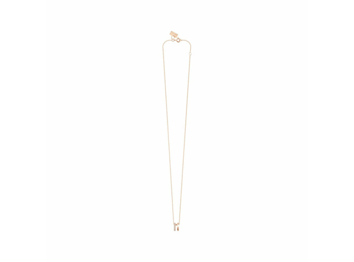 Collier Vanrycke Charlie Double Or rose semi pavee de Diamants, taille 42