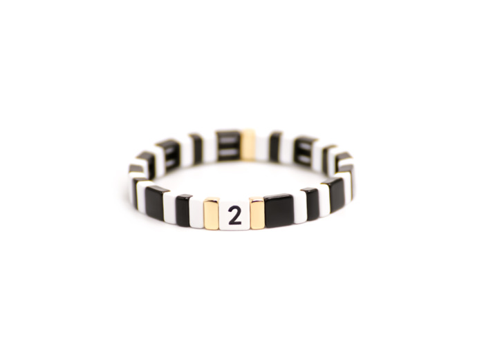 Bracelet Simone à Bordeaux 2# en métal émaillé noir et blanc