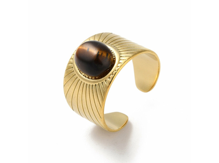 Bague Oeil de tigre manchette rayon du soleil