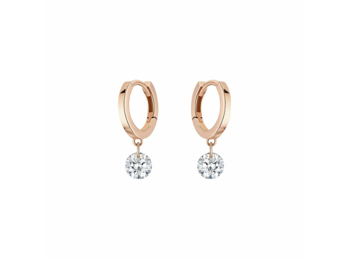 Boucles d'oreilles créoles La Brune & La Blonde 360° en or rose et diamants de 0.14ct