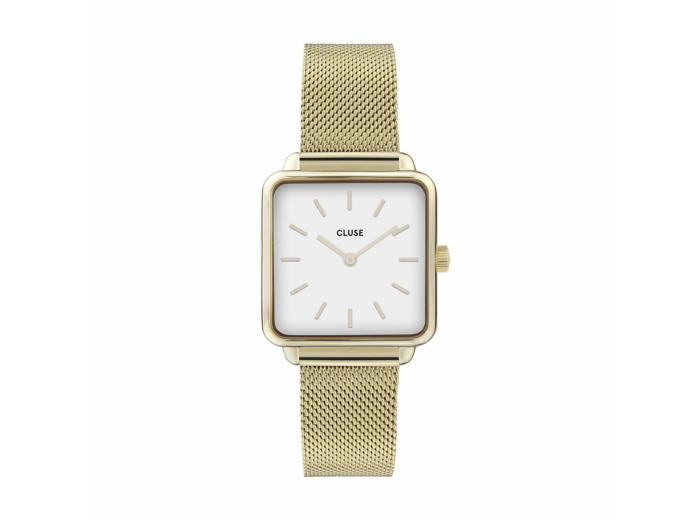 Montre Cluse La Tétragone Mesh, Gold, White /Gold