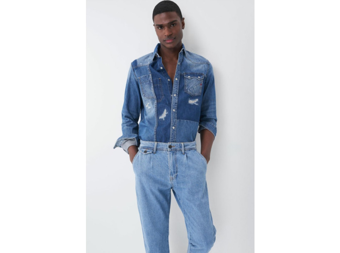 Chemise en denim avec patchwork style cowboy