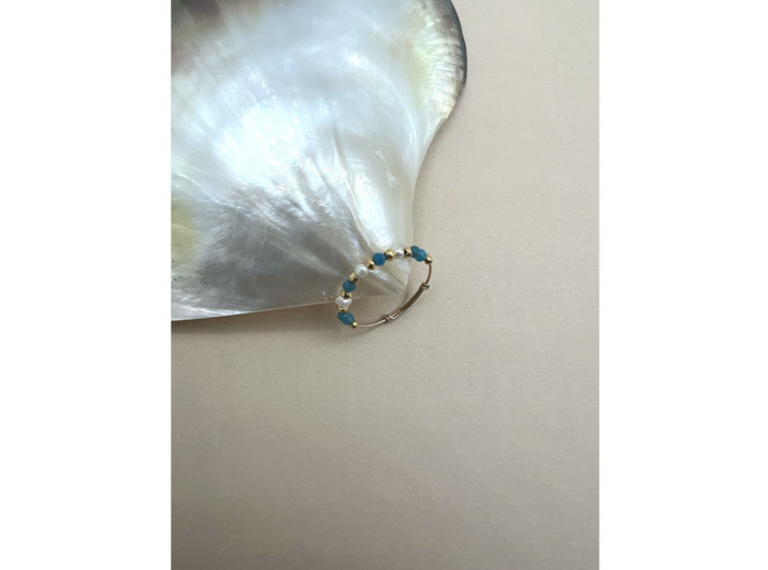 Bague ajustable Indriya Perline en plaqué or et apatite