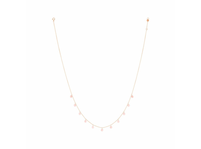Collier La Brune & La Blonde Polka en or rose et opale rose, 42cm