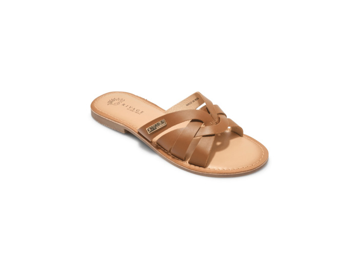 Mule plate femme cognac rivage