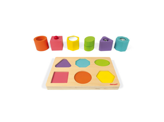 Puzzle 6 cubes sensoriels en bois - Janod - J05332