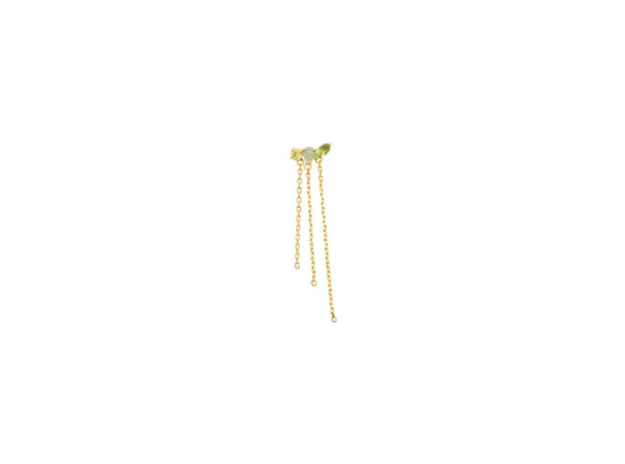 Boucles d'oreilles en plaqué or, oxyde de zirconium et pierres de couleurs