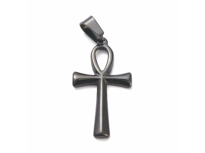 Pendentif croix de Ankh relief en acier inoxydable