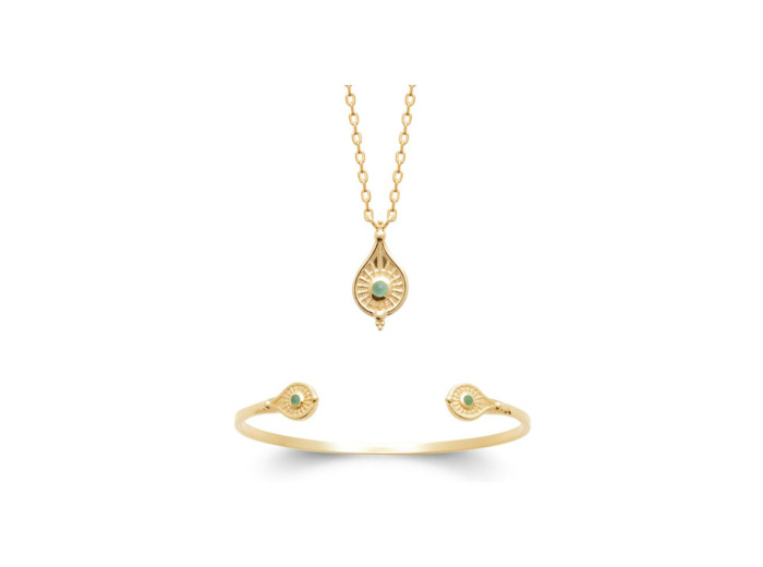 Collier en plaqué or et aventurine