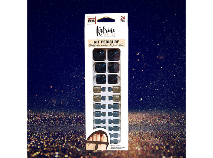 PRESS ON NAILS PEDICURE- DEEP BLUE