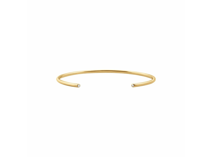 Bracelet jonc Vanrycke Massaï en or jaune et 2 diamants, taille 1