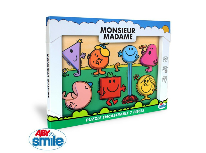 MONSIEUR MADAME - Bois - Puzzle encastrable 7 pièces