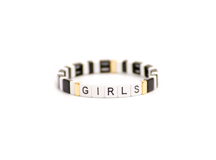 Bracelet Simone à Bordeaux Girls en métal émaillé noir et blanc
