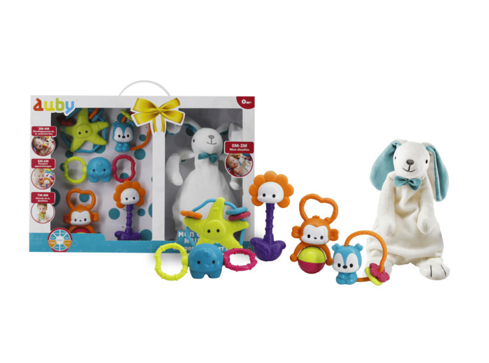 Mon Coffret Naissance - Peluche lapin + 5 hochets - 0m+