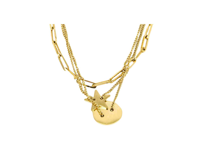 Collier ZAG Star en acier doré