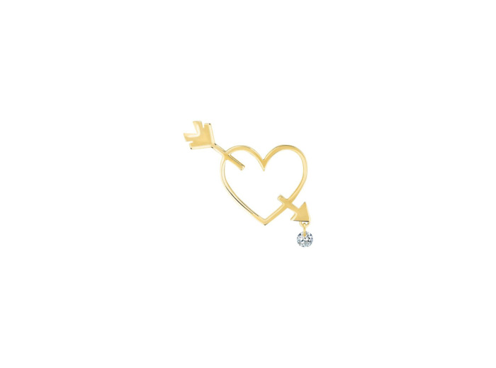 Mono boucle d'oreilles La Brune & La Blonde POP Plein Coeur en or jaune et diamants de 0.05ct