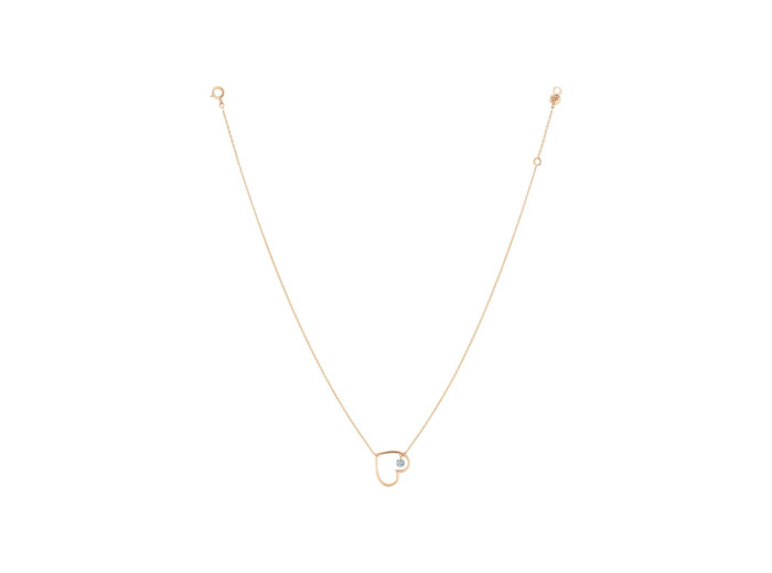 Collier La Brune & La Blonde POP en Plein Coeur en or rose et diamants de 0.07ct