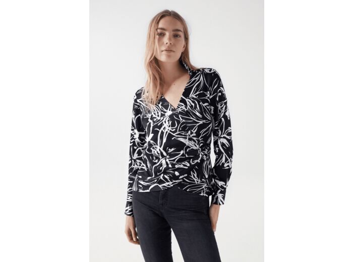 BLOUSE SATINÉE À IMPRIMÉ FLEURI