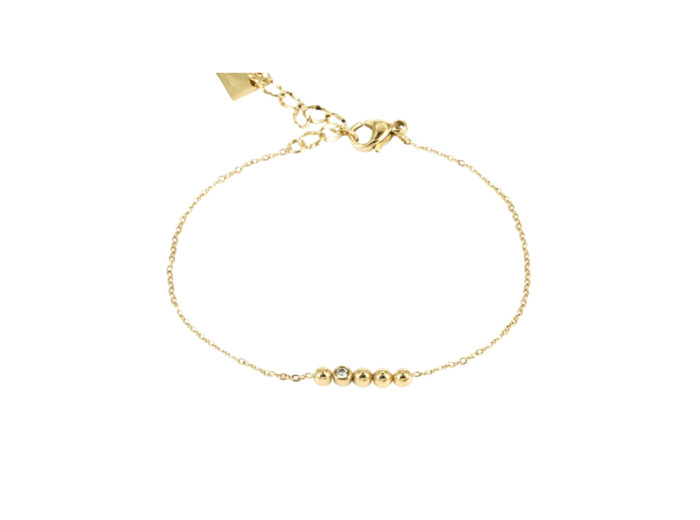 Bracelet ZAG Muri en acier doré et oxyde de ziconium