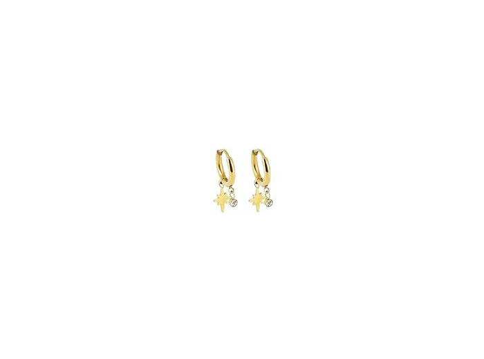 Boucles d'oreilles mini créoles ZAG Cap Skirring en acier doré