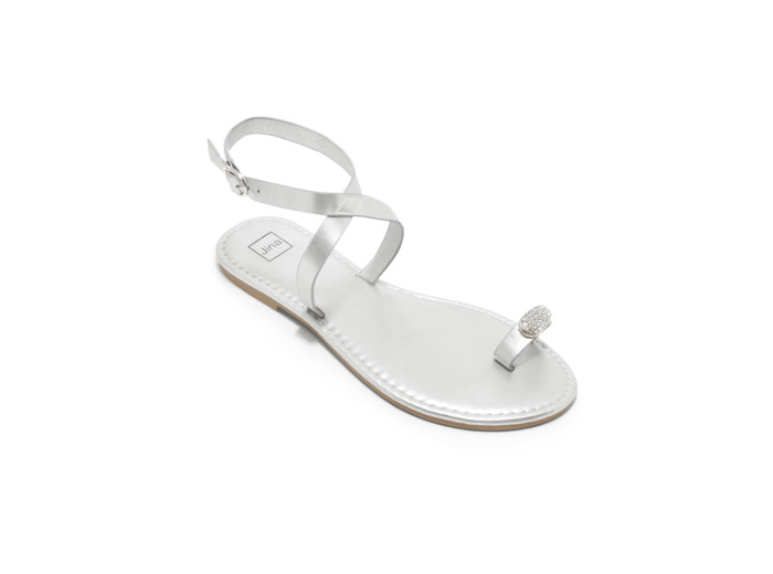 Sandale plate femme argent