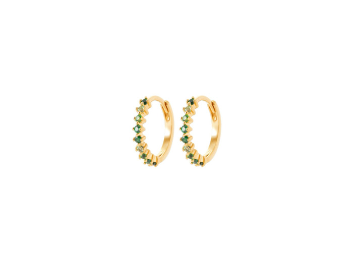 Boucles d'oreilles créoles en plaqué or et pierres de couleurs