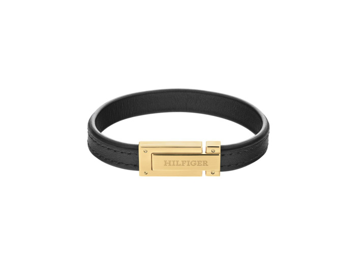 Bracelet Tommy Hilfiger en métal doré et cuir