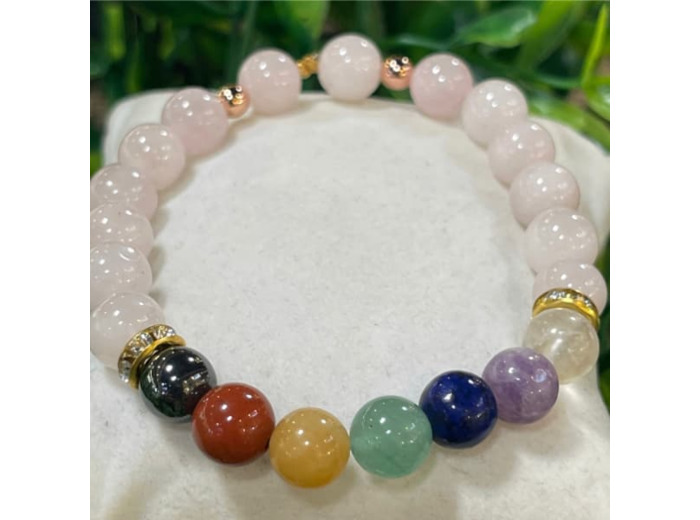 Bracelet 7 chakras Quartz Rose