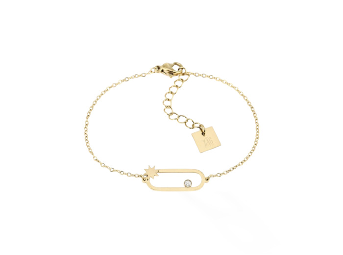 Bracelet ZAG Atoll en acier doré et cristal