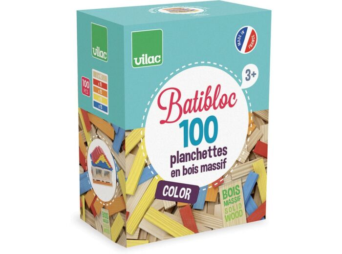 Batibloc Coloré - 100 planchettes en bois - 2125